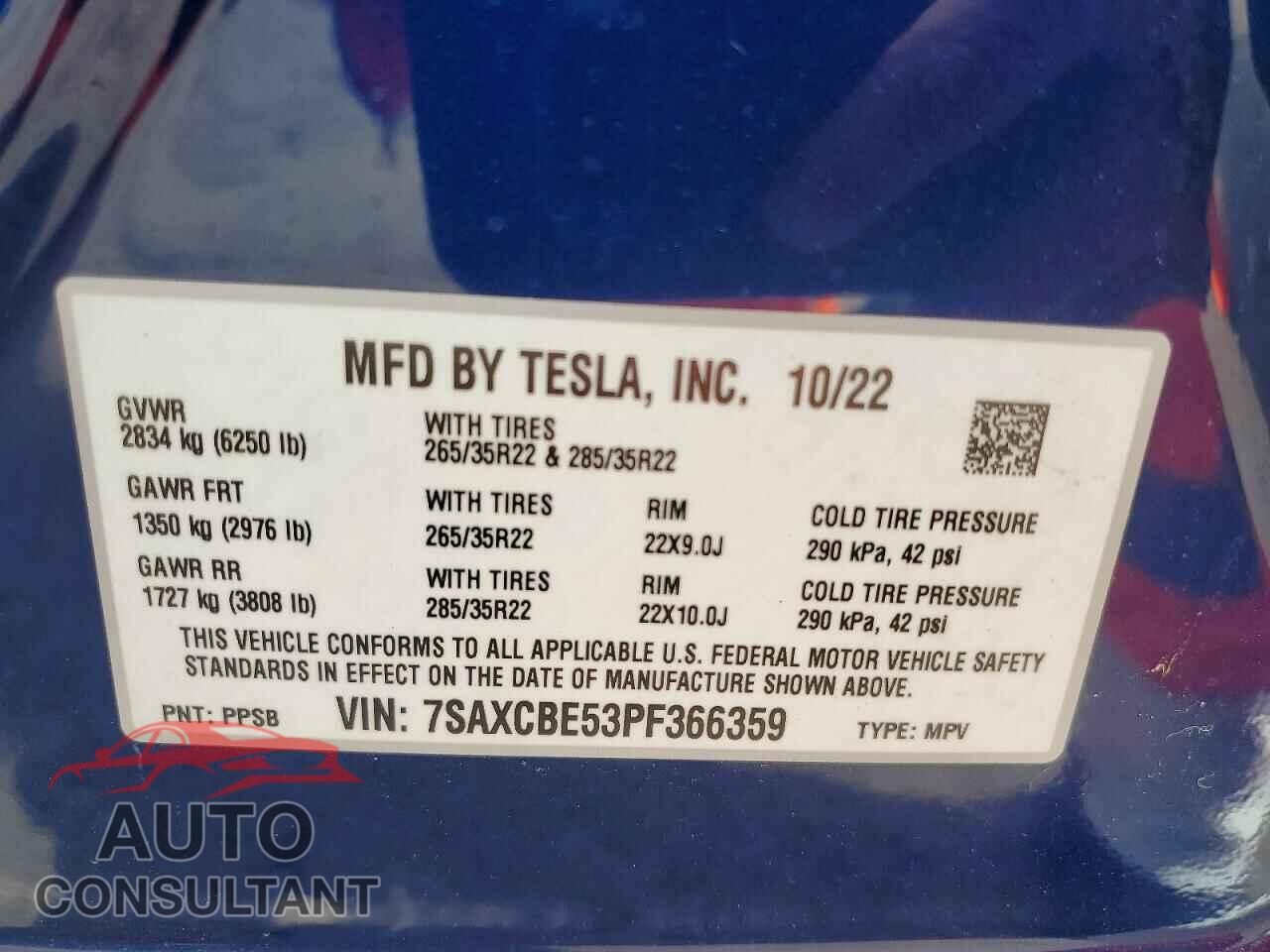 TESLA MODEL X 2023 - 7SAXCBE53PF366359
