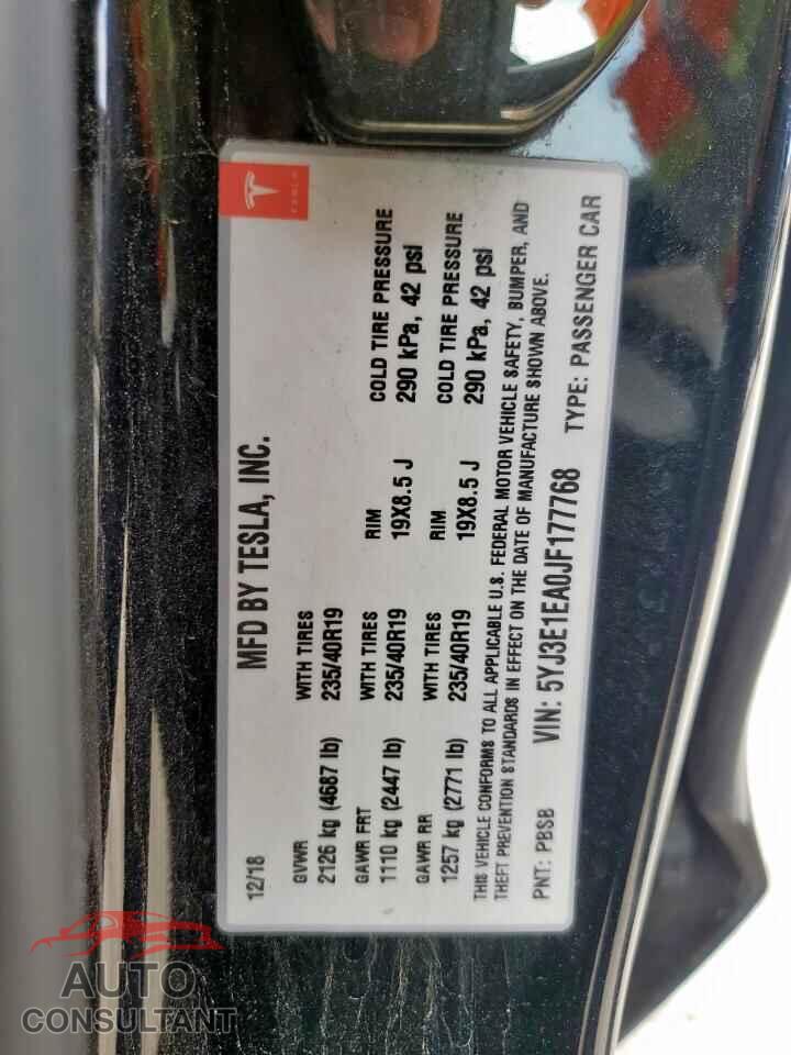 TESLA MODEL 3 2018 - 5YJ3E1EA0JF177768