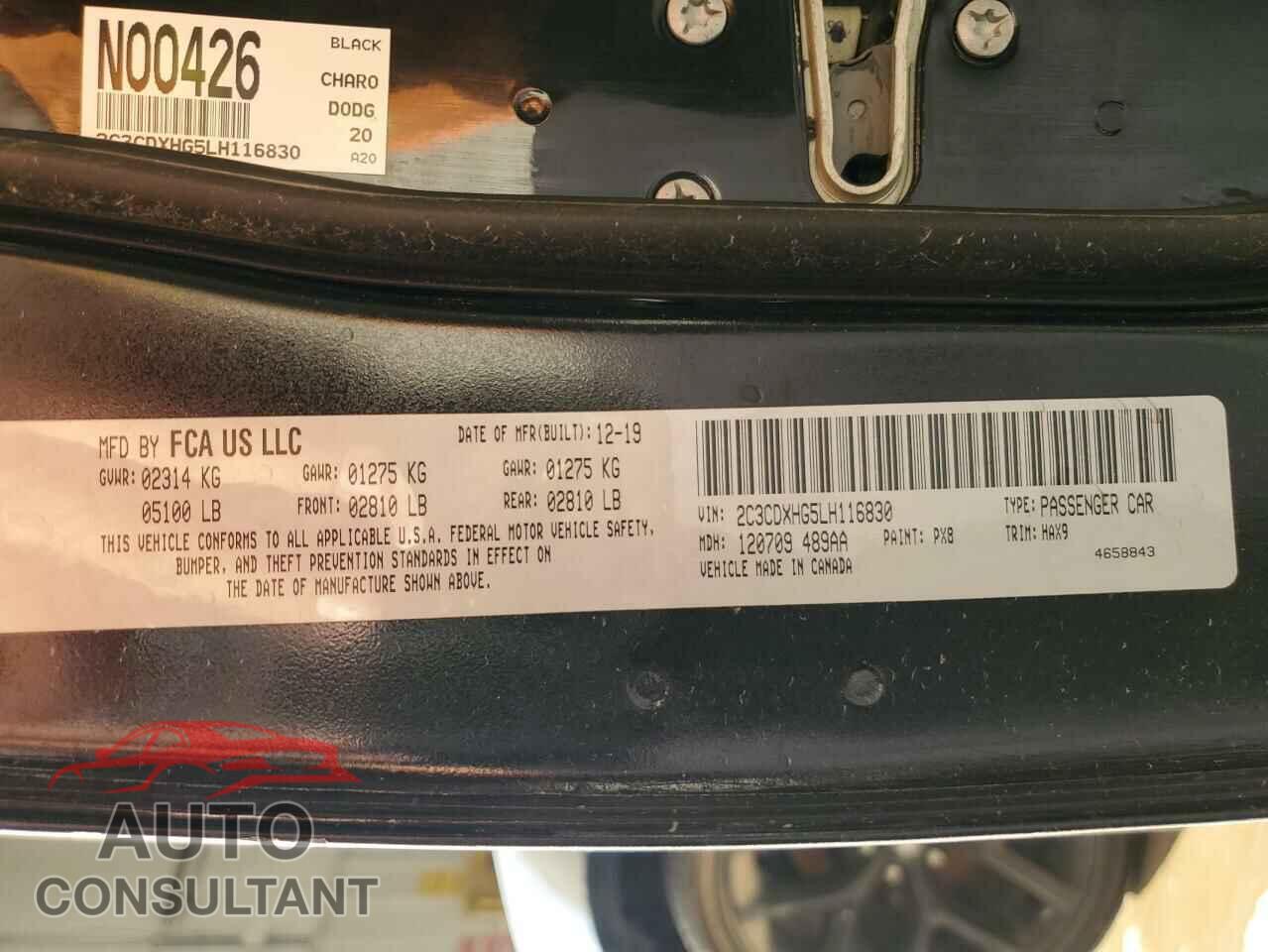 DODGE CHARGER 2020 - 2C3CDXHG5LH116830