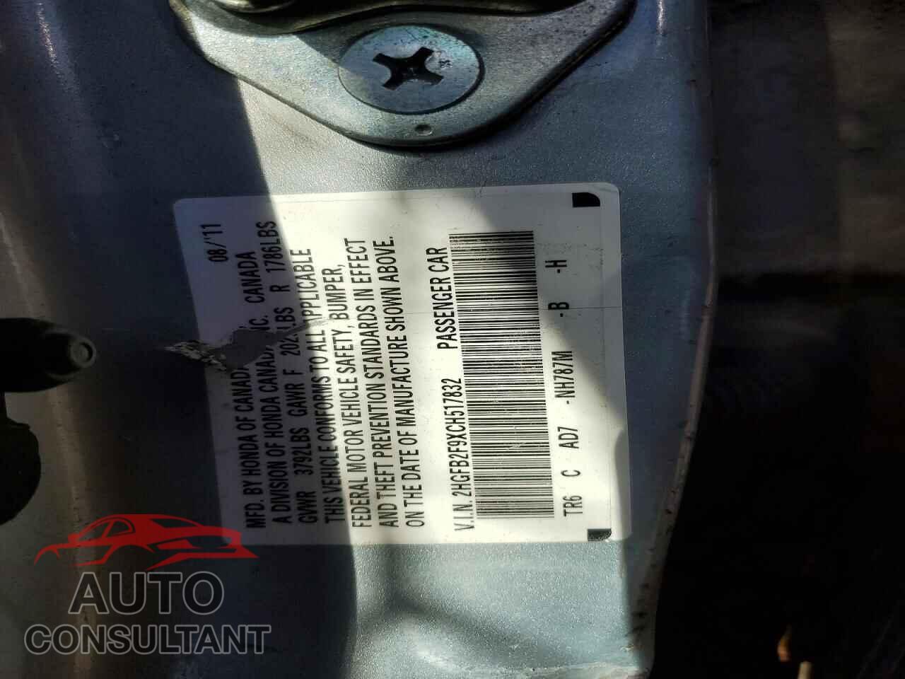 HONDA CIVIC 2012 - 2HGFB2F9XCH517832