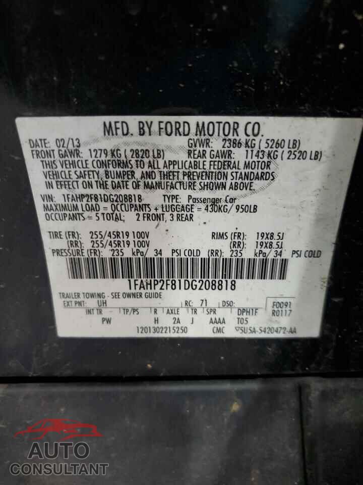 FORD TAURUS 2013 - 1FAHP2F81DG208818