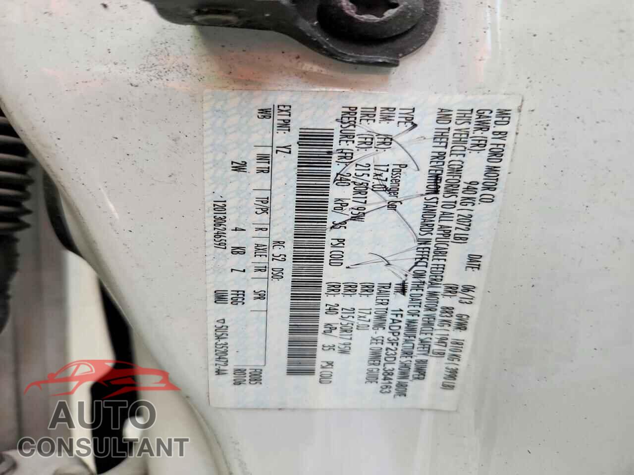 FORD FOCUS 2013 - 1FADP3F23DL384163
