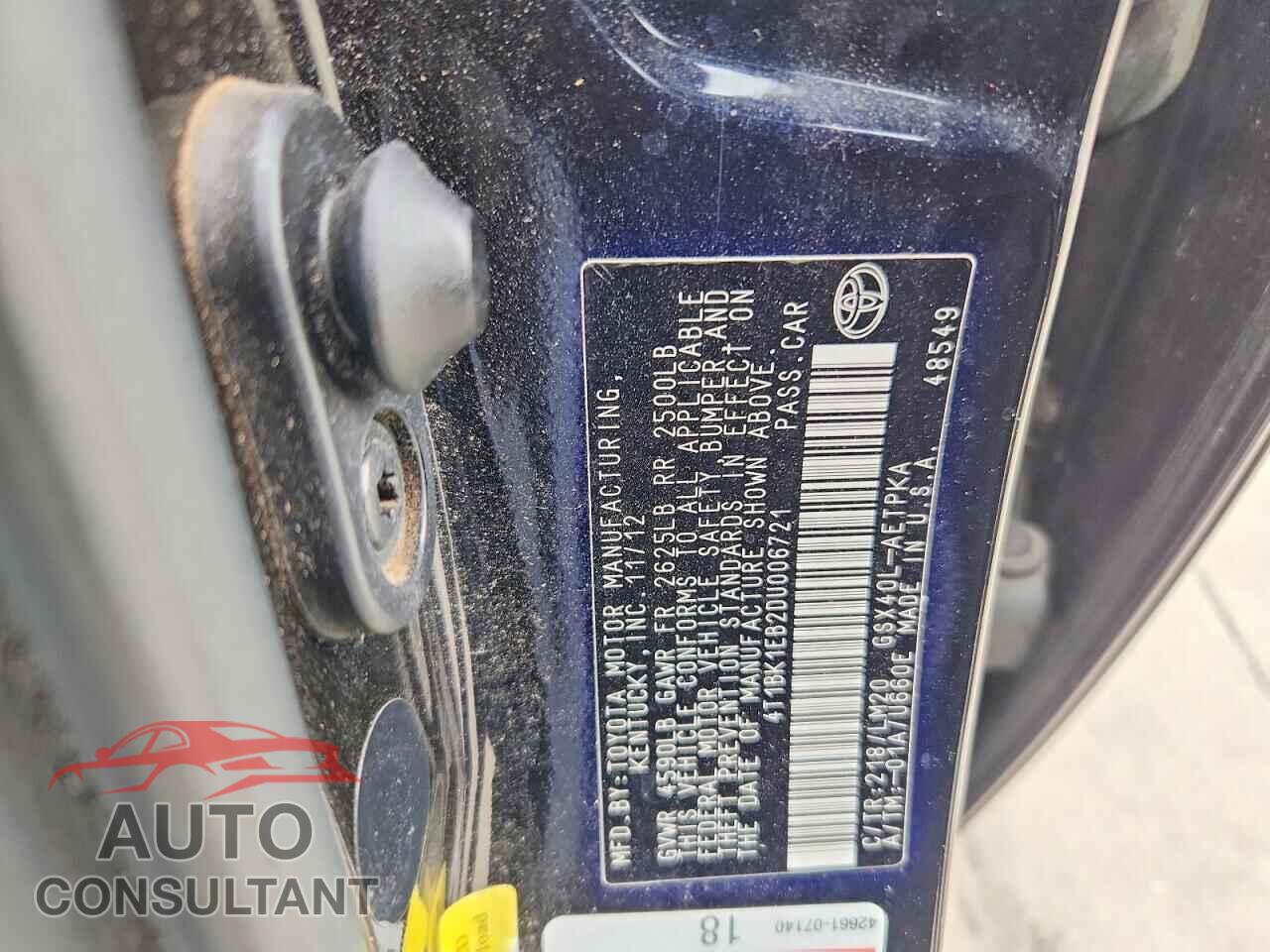 TOYOTA AVALON 2013 - 4T1BK1EB2DU006721