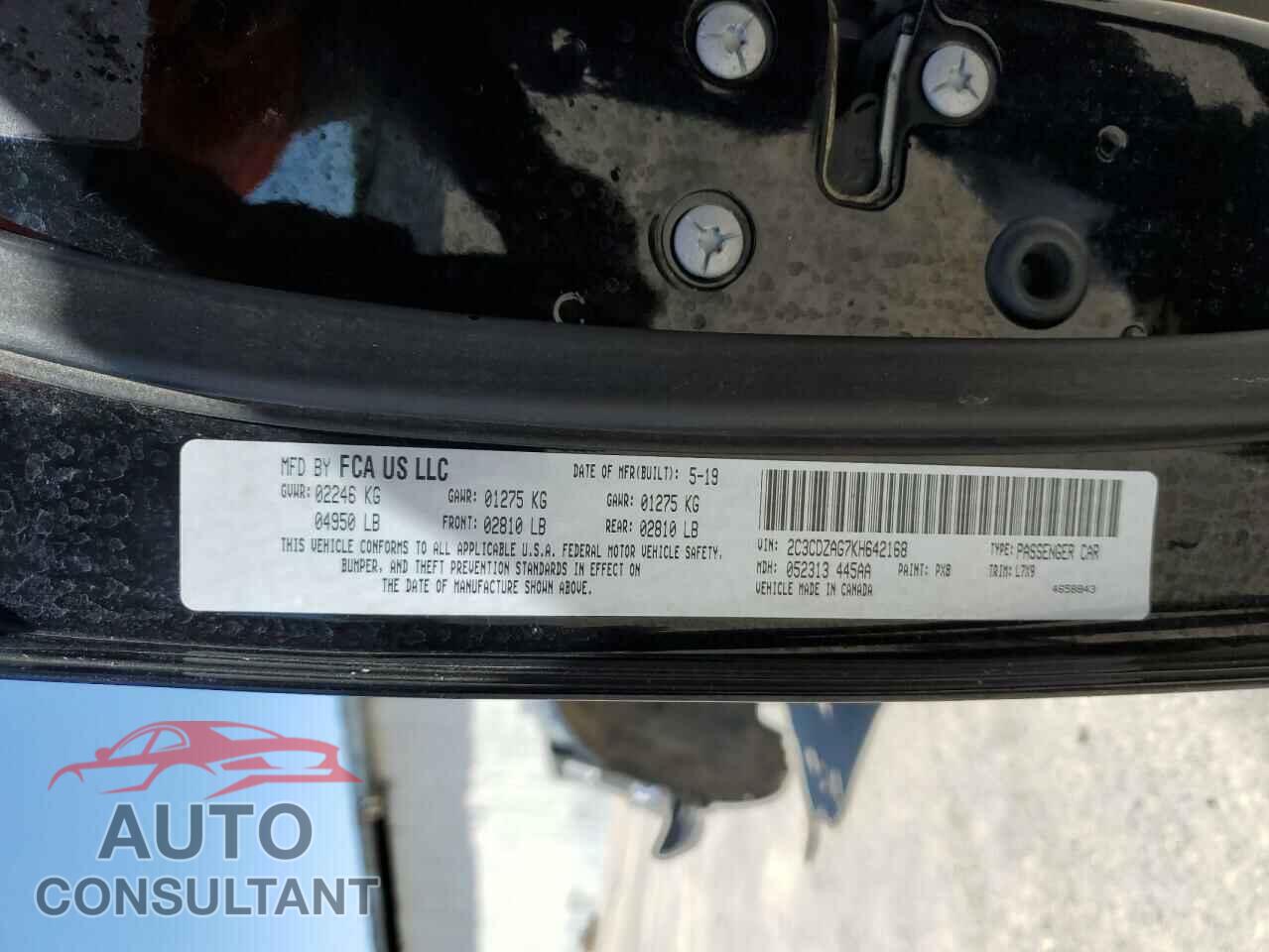 DODGE CHALLENGER 2019 - 2C3CDZAG7KH642168
