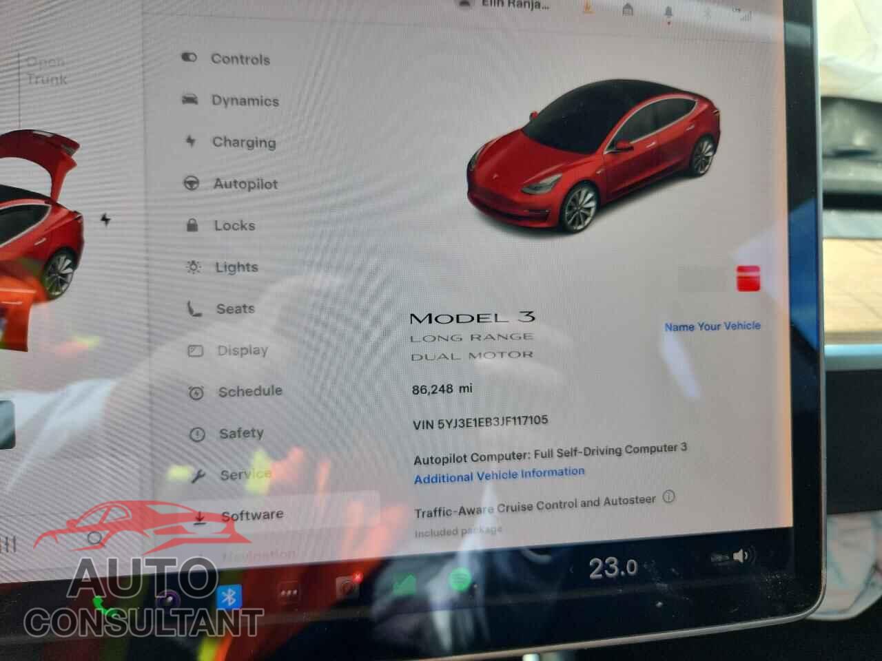 TESLA MODEL 3 2018 - 5YJ3E1EB3JF117105