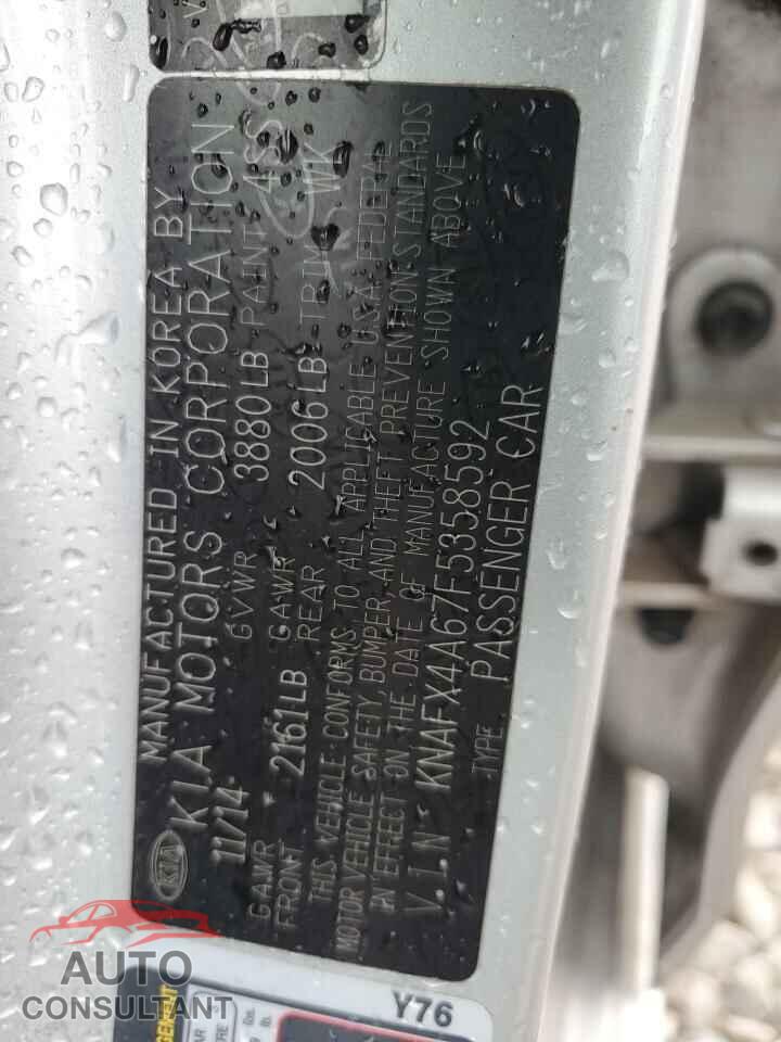 KIA FORTE 2015 - KNAFX4A67F5358592
