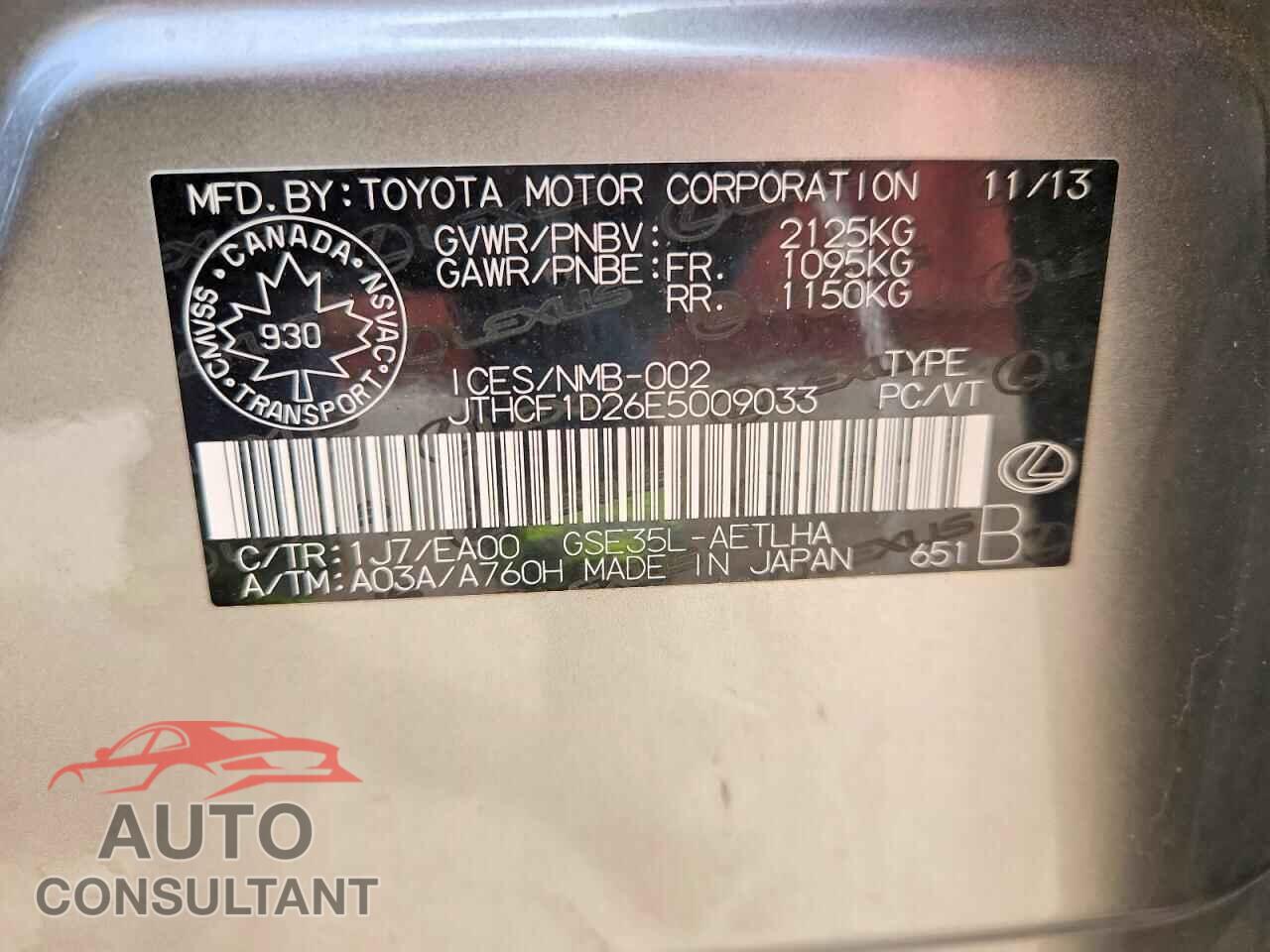 LEXUS IS 2014 - JTHCF1D26E5009033