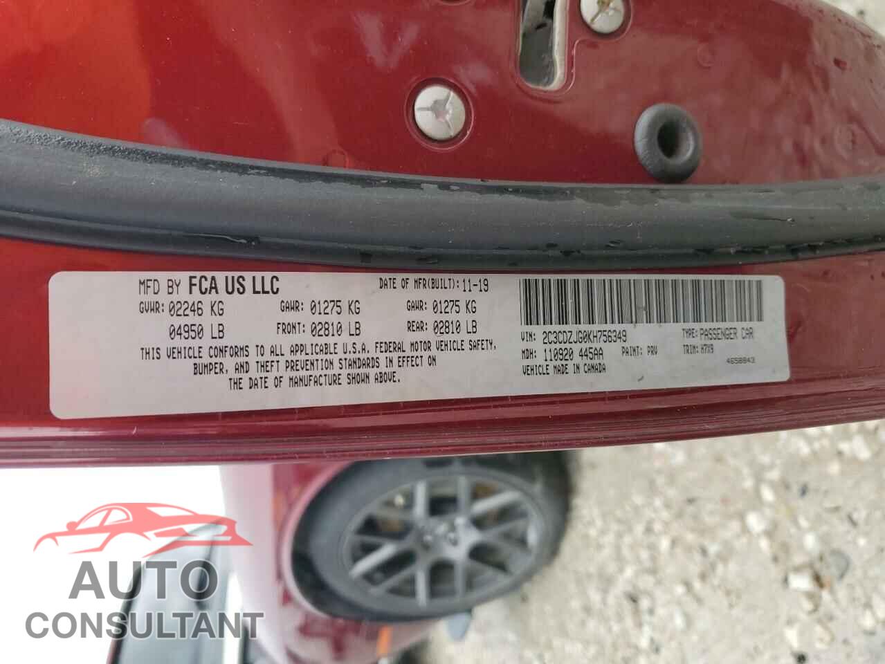 DODGE CHALLENGER 2019 - 2C3CDZJG0KH756349