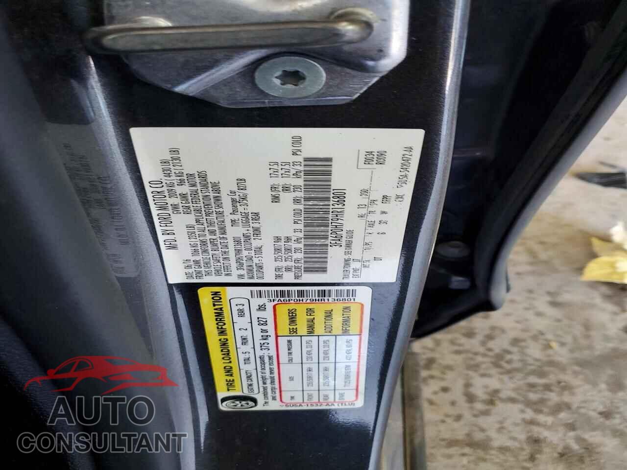 FORD FUSION 2017 - 3FA6P0H79HR136801