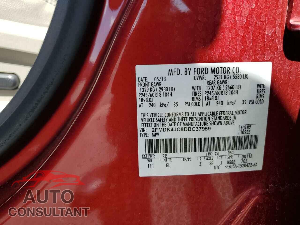 FORD EDGE 2013 - 2FMDK4JC8DBC37959