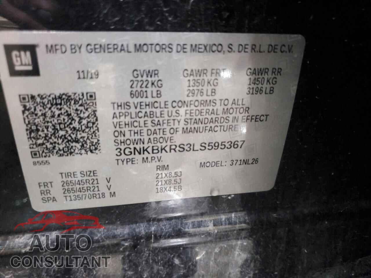 CHEVROLET BLAZER 2020 - 3GNKBKRS3LS595367
