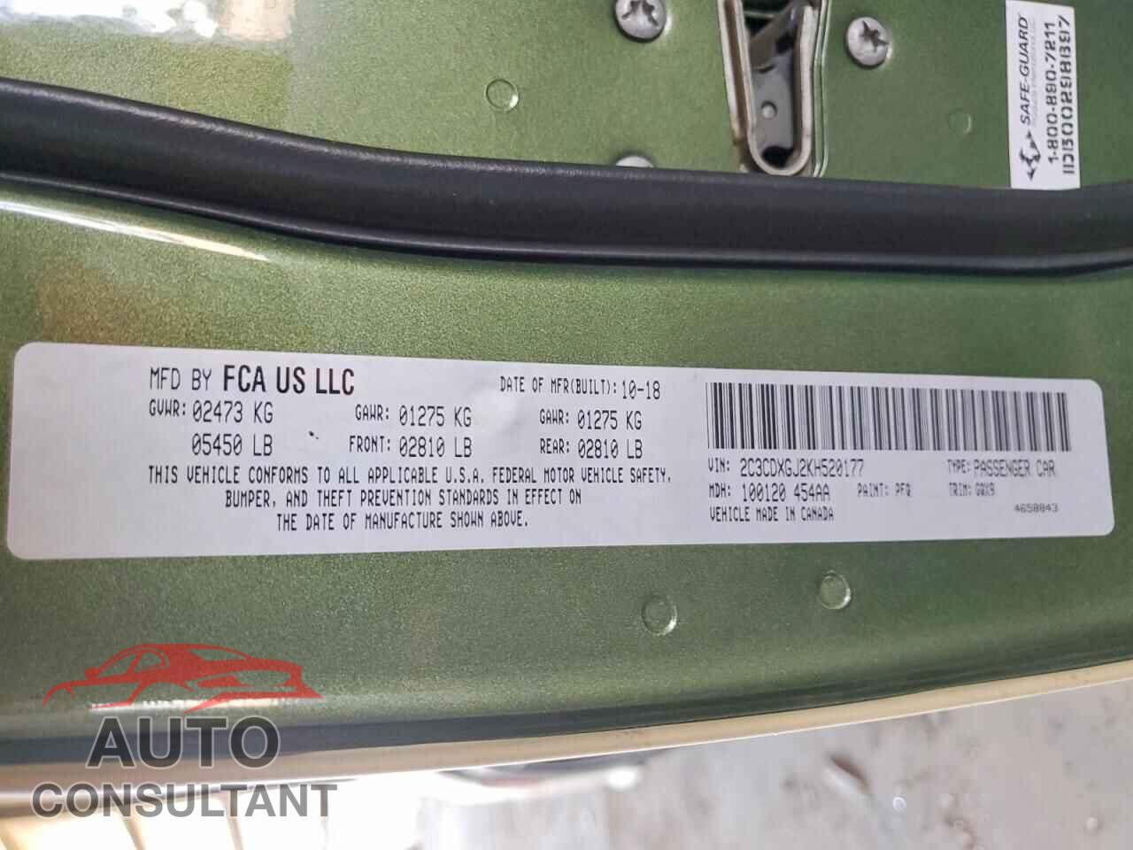 DODGE CHARGER 2019 - 2C3CDXGJ2KH520177