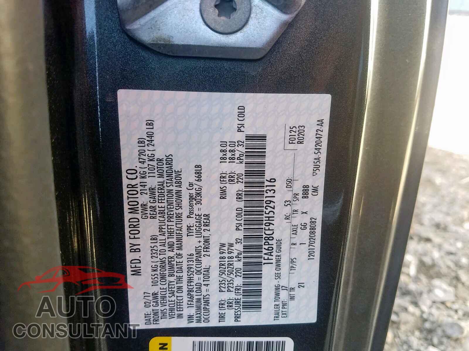 FORD MUSTANG 2017 - 1FA6P8CF9H5291316