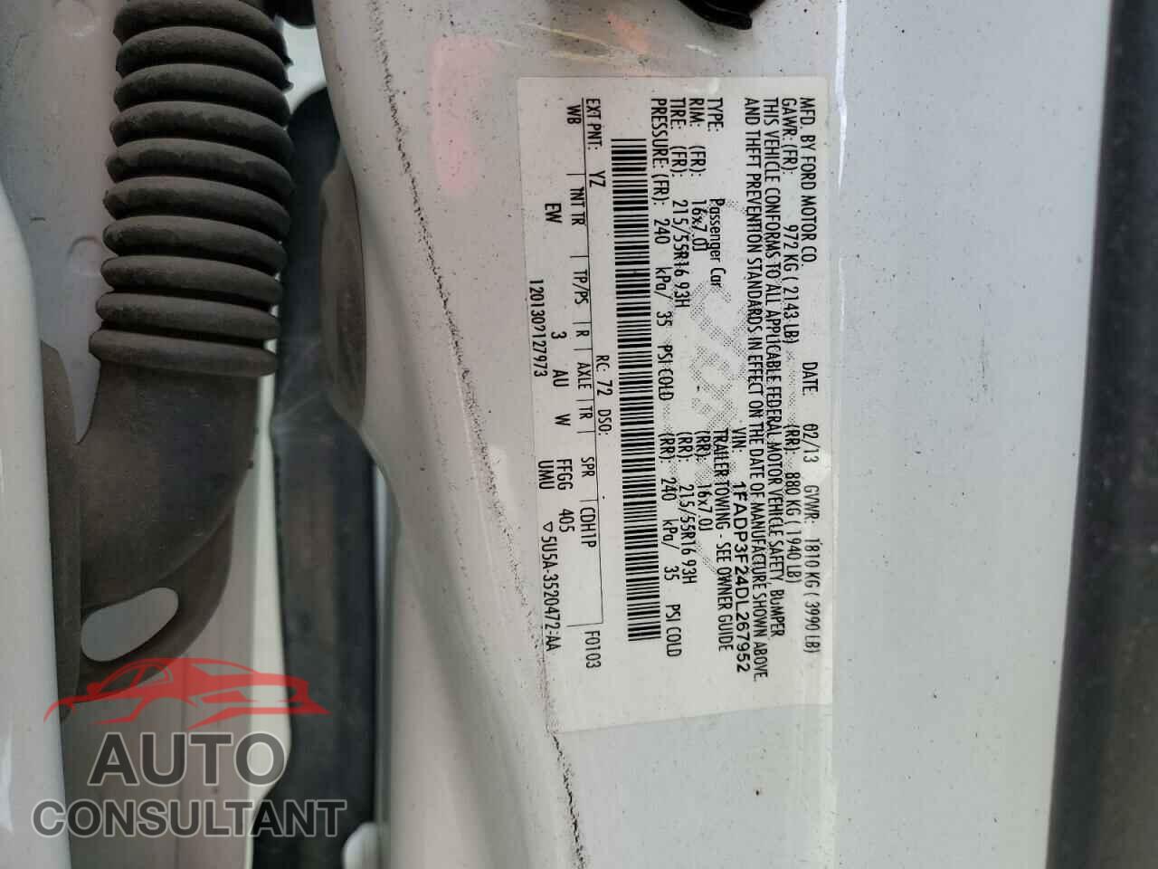 FORD FOCUS 2013 - 1FADP3F24DL267952