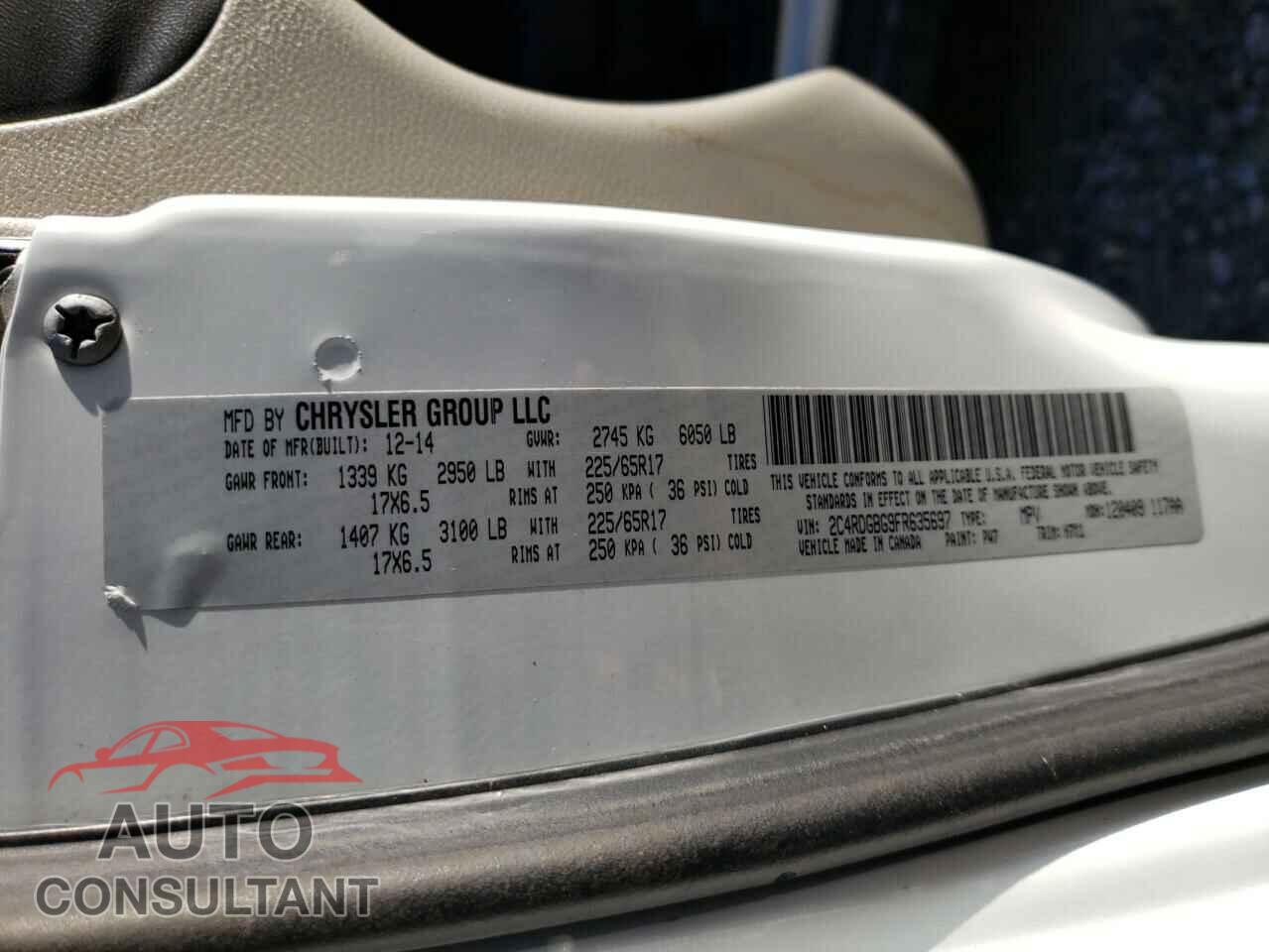 DODGE CARAVAN 2015 - 2C4RDGBG9FR635697