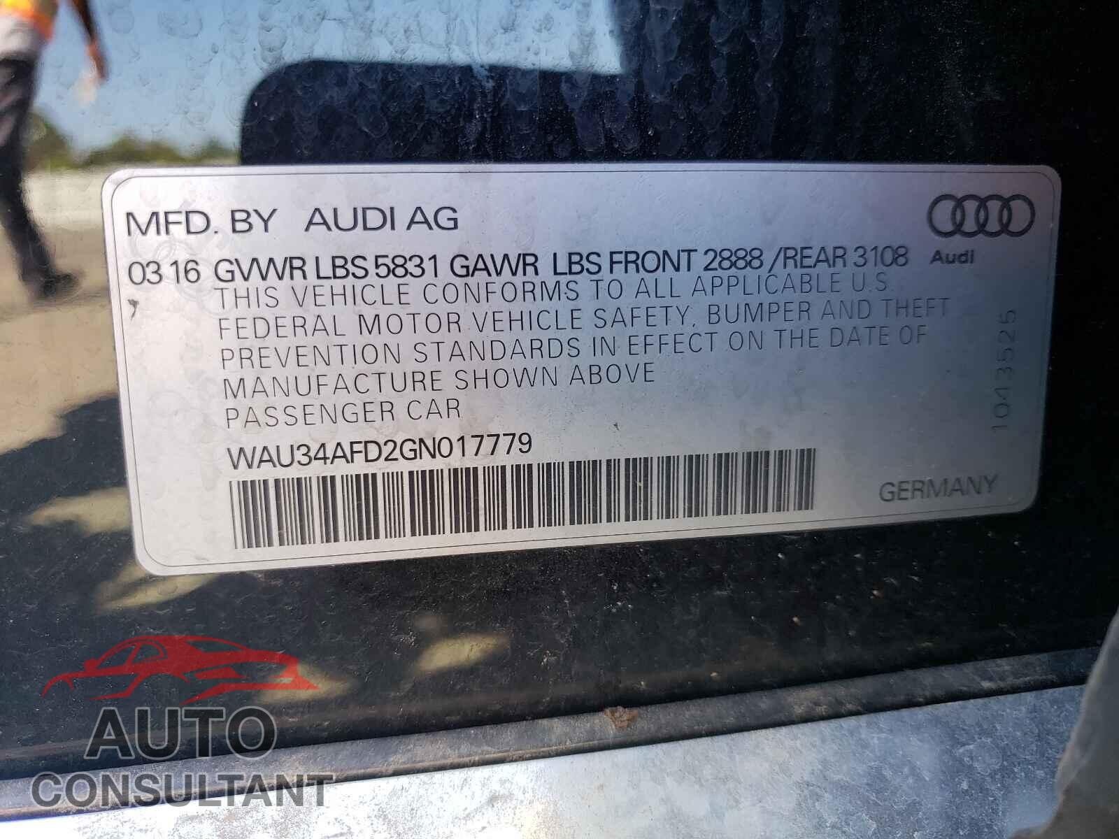 AUDI A8 2016 - WAU34AFD2GN017779