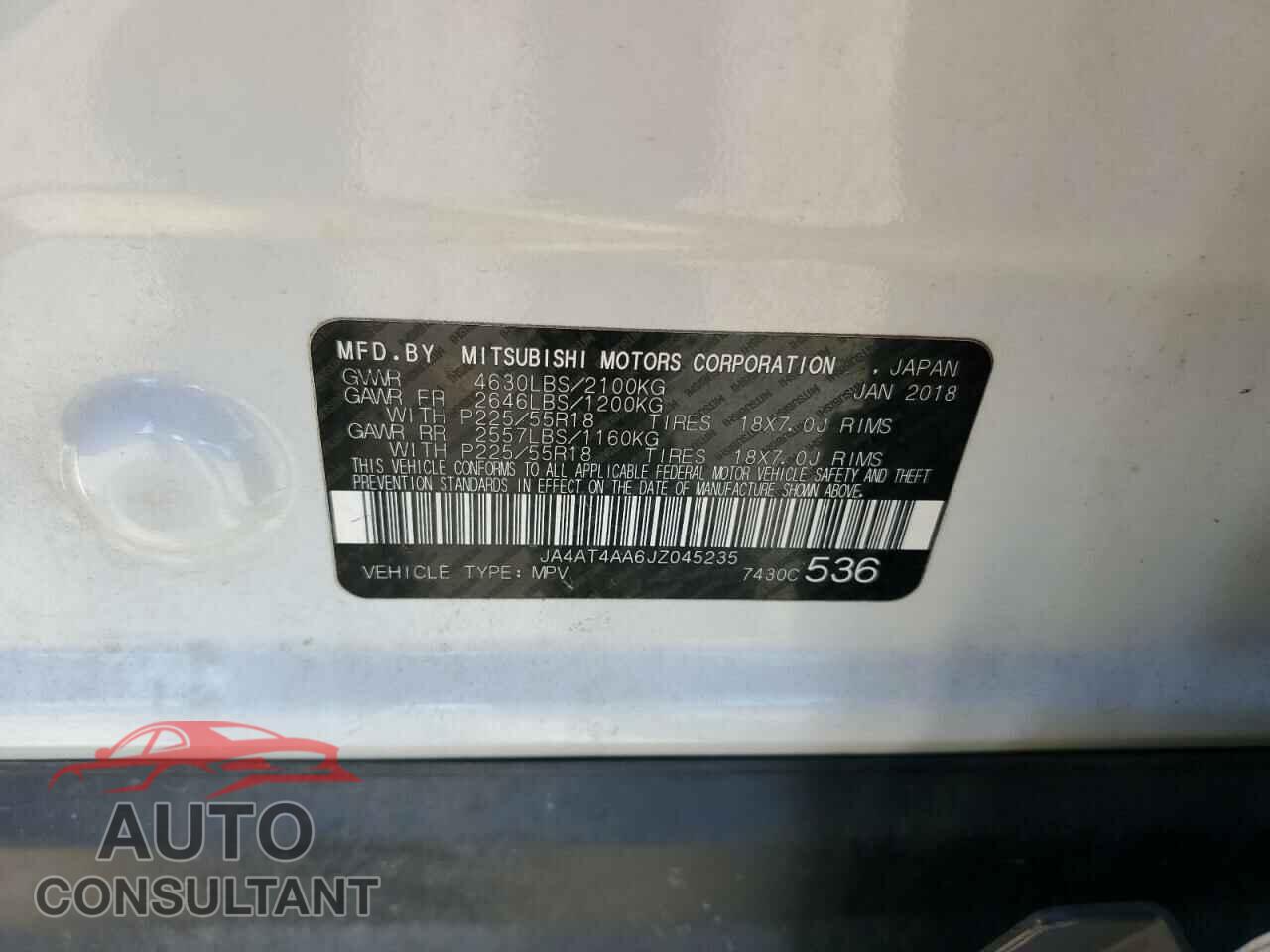 MITSUBISHI ECLIPSE 2018 - JA4AT4AA6JZ045235