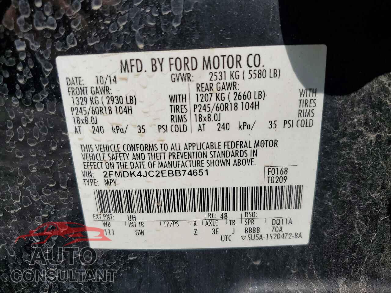 FORD EDGE 2014 - 2FMDK4JC2EBB74651