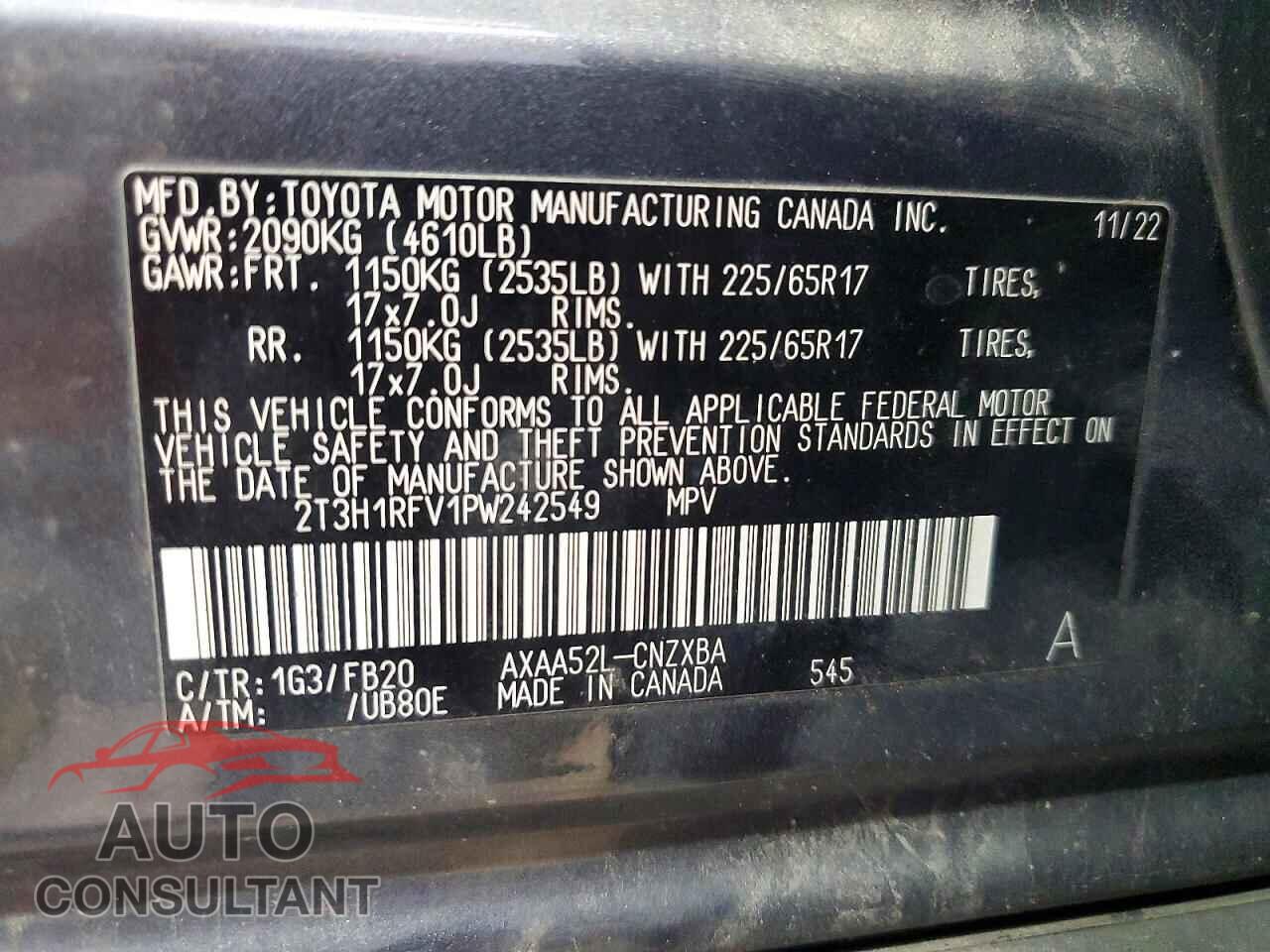 TOYOTA RAV4 2023 - 2T3H1RFV1PW242549
