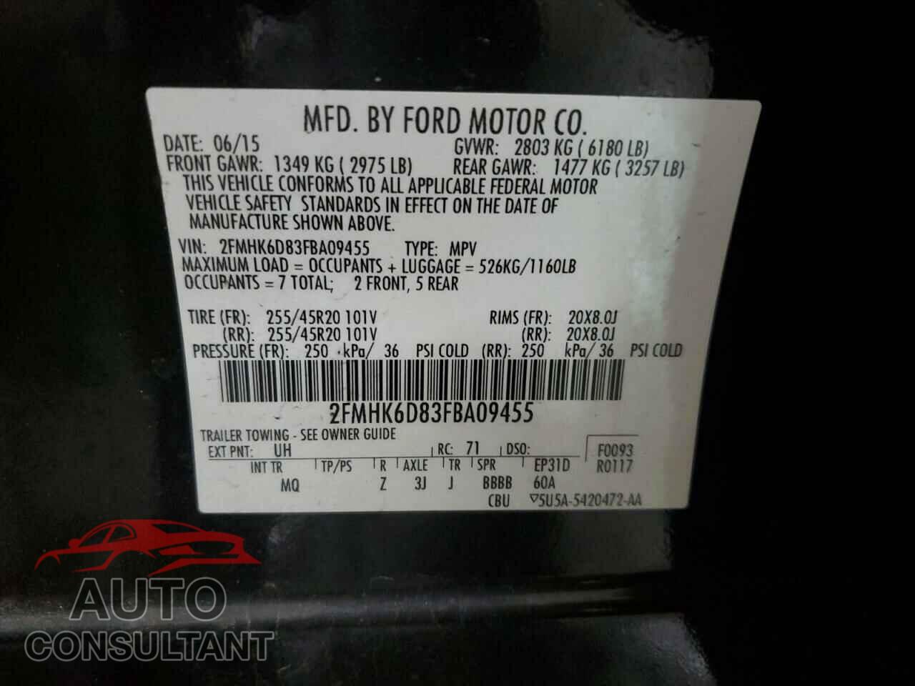 FORD FLEX 2015 - 2FMHK6D83FBA09455