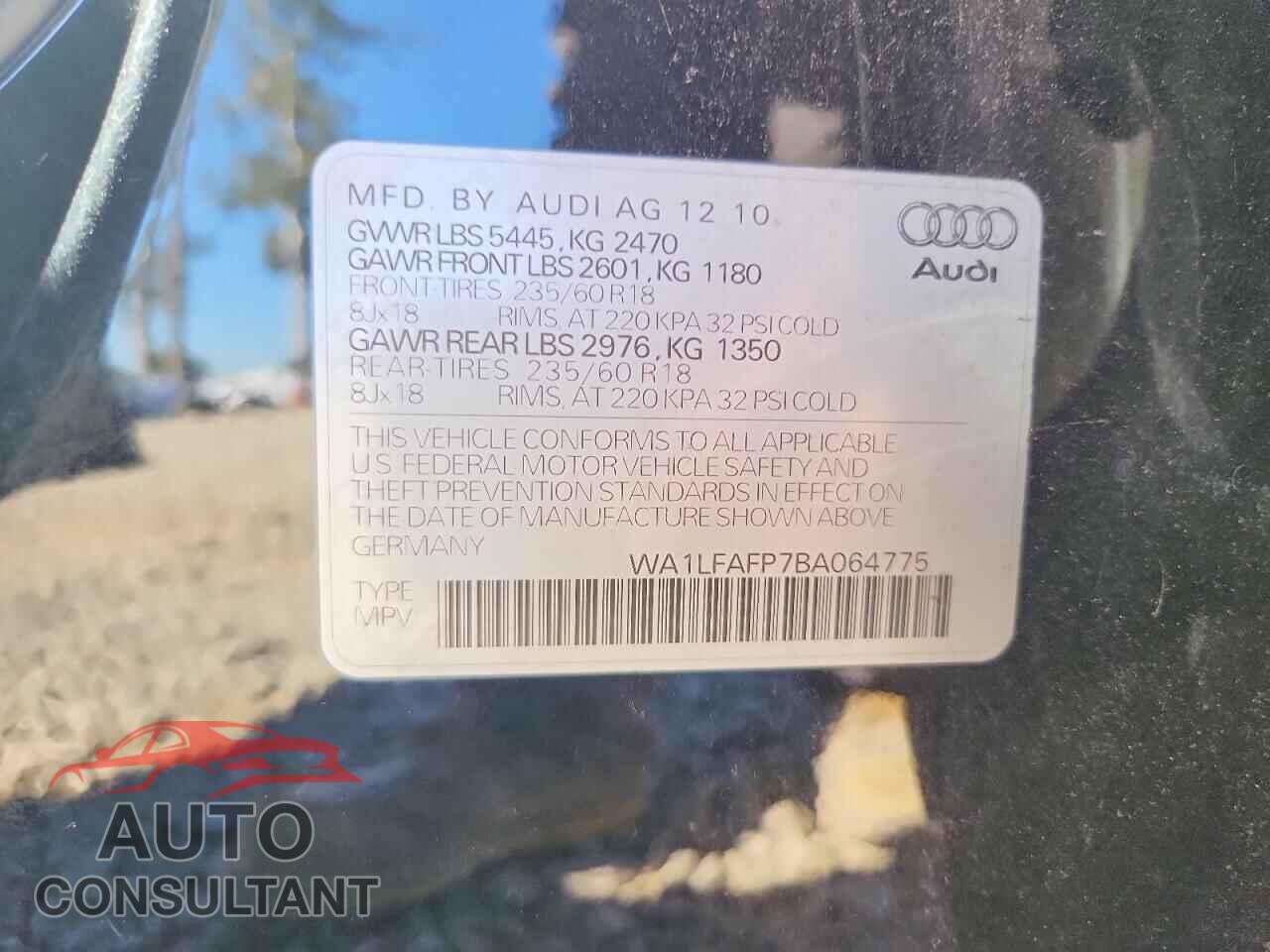 AUDI Q5 2011 - WA1LFAFP7BA064775