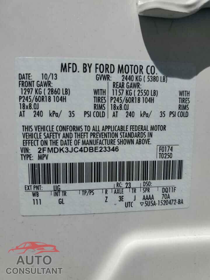 FORD EDGE 2013 - 2FMDK3JC4DBE23346