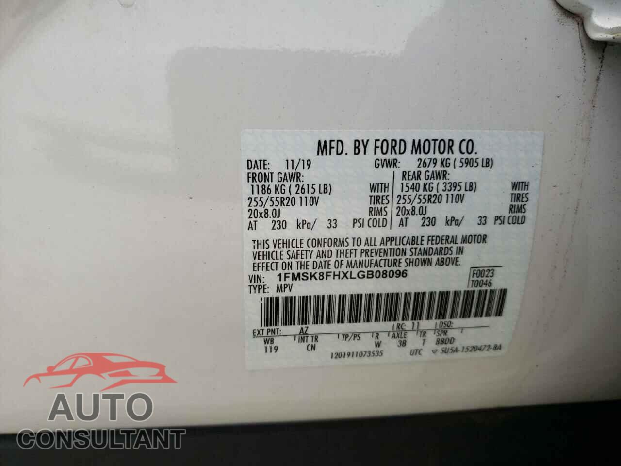 FORD EXPLORER 2020 - 1FMSK8FHXLGB08096