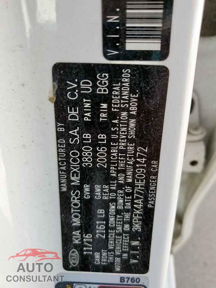 KIA FORTE 2017 - 3KPFK4A77HE091472