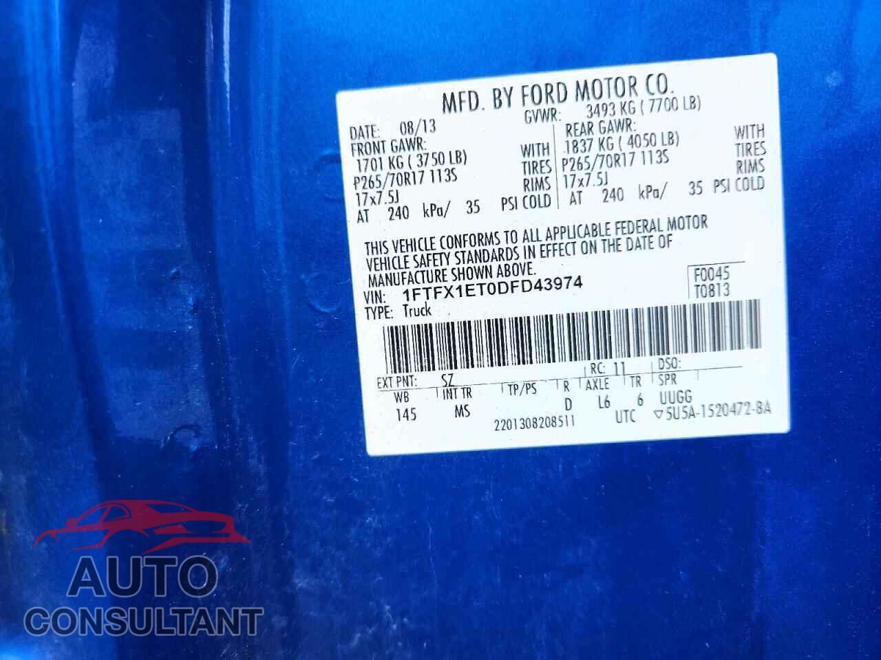 FORD F150 2013 - 1FTFX1ET0DFD43974