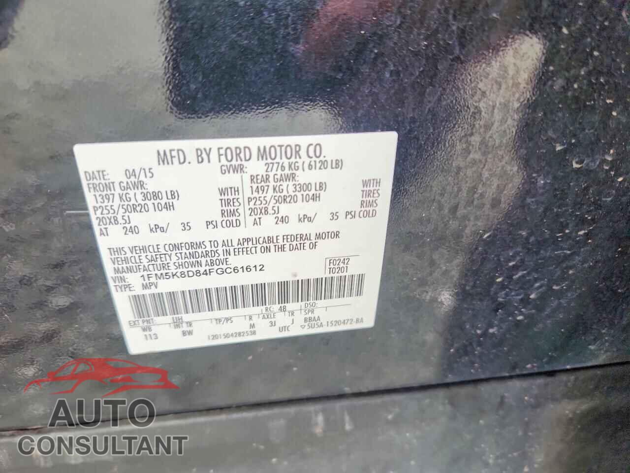 FORD EXPLORER 2015 - 1FM5K8D84FGC61612