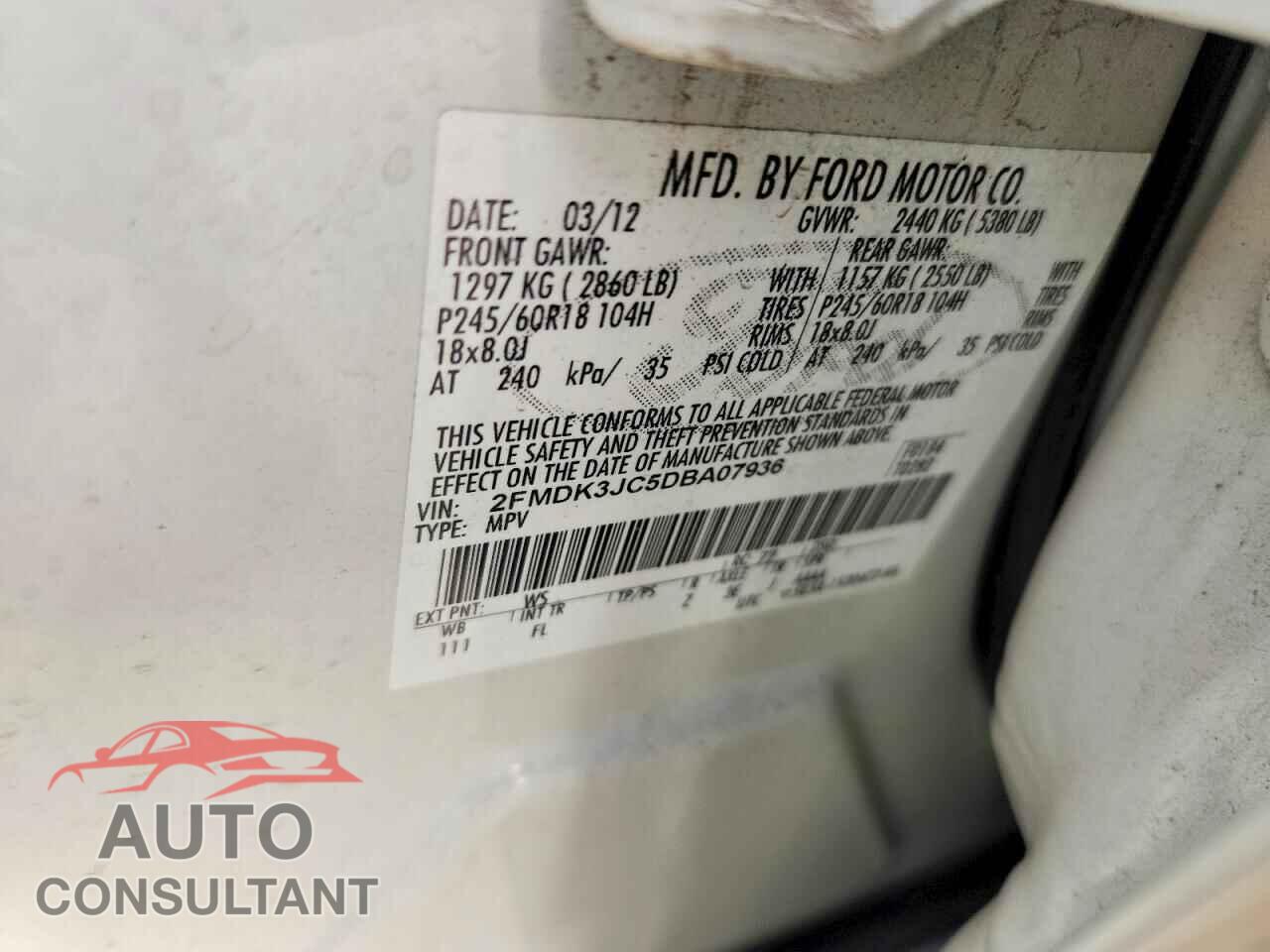 FORD EDGE 2013 - 2FMDK3JC5DBA07936