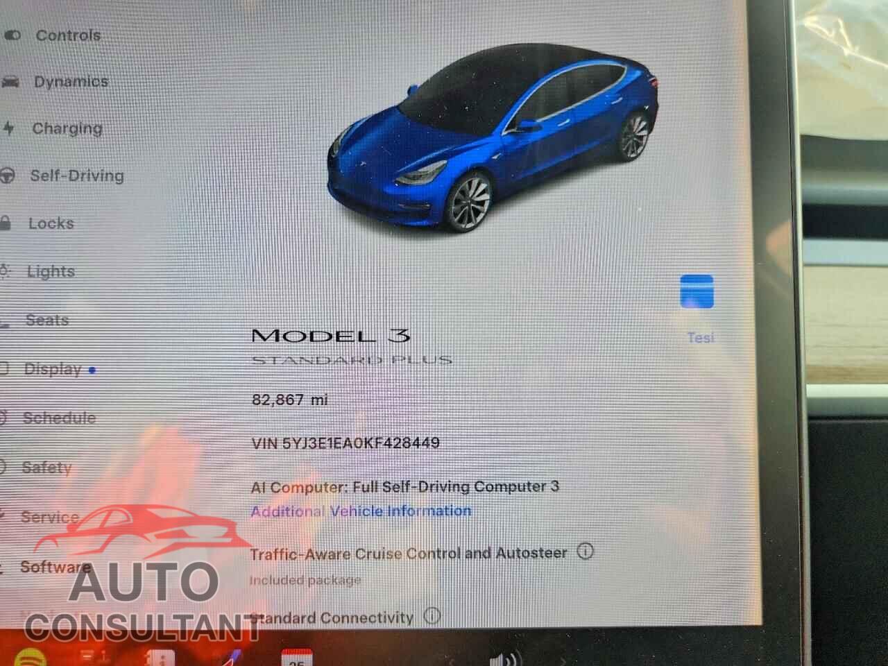 TESLA MODEL 3 2019 - 5YJ3E1EA0KF428449