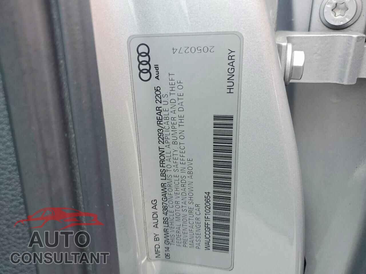 AUDI A3 2015 - WAUCCGFF1F1020654
