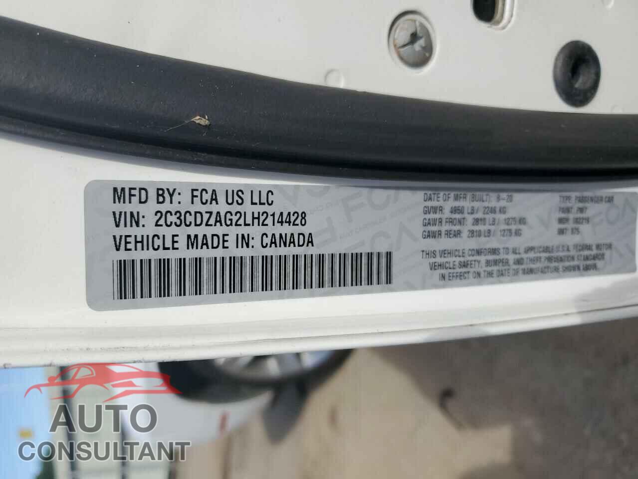 DODGE CHALLENGER 2020 - 2C3CDZAG2LH214428