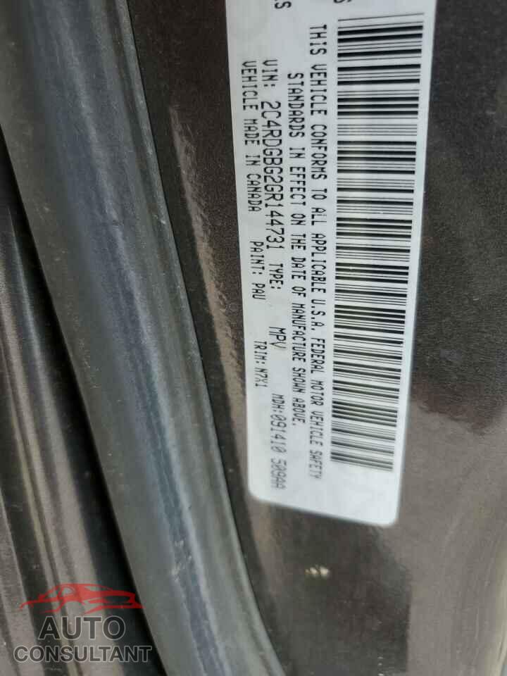 DODGE CARAVAN 2016 - 2C4RDGBG2GR144731