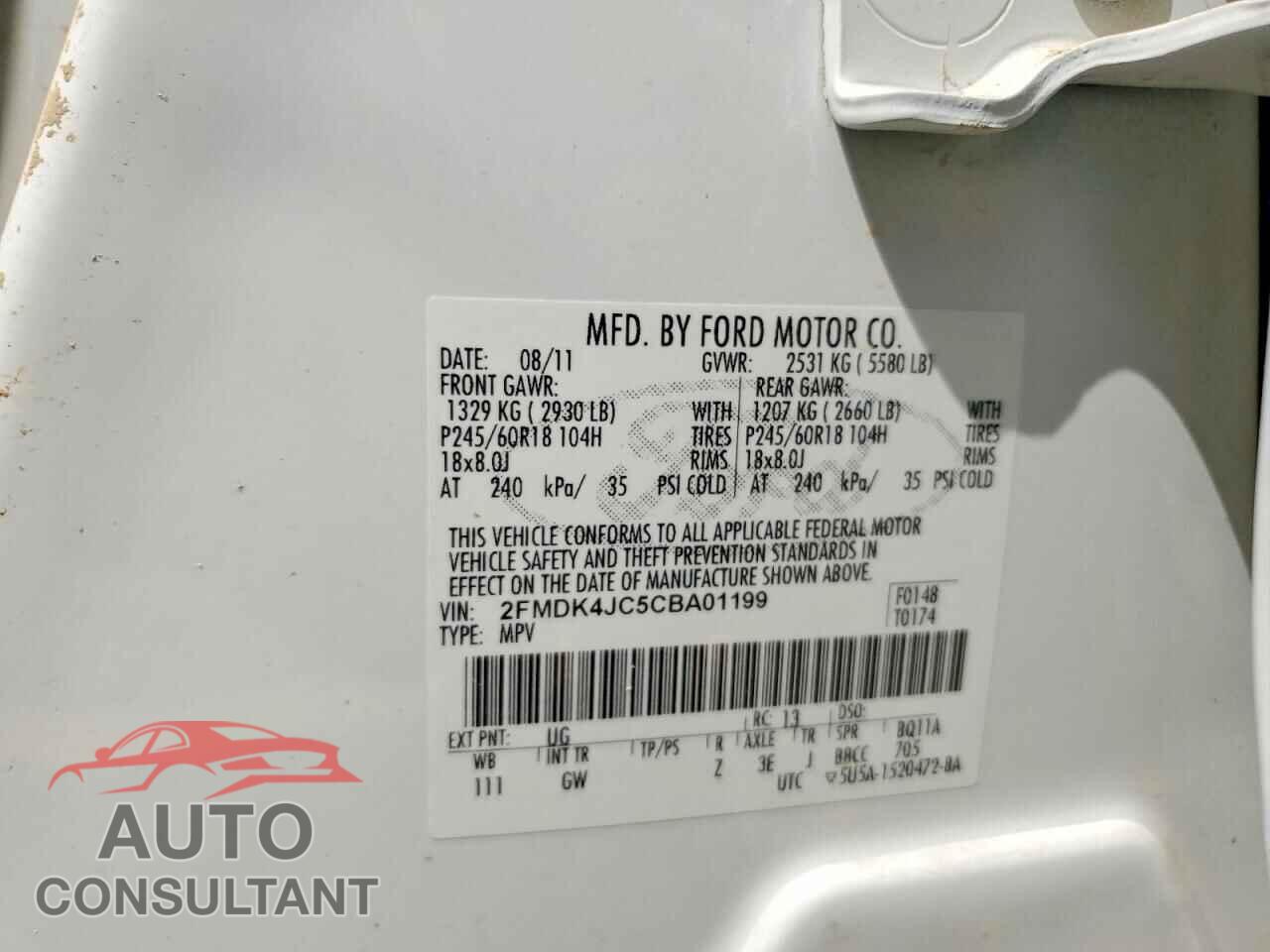 FORD EDGE 2012 - 2FMDK4JC5CBA01199