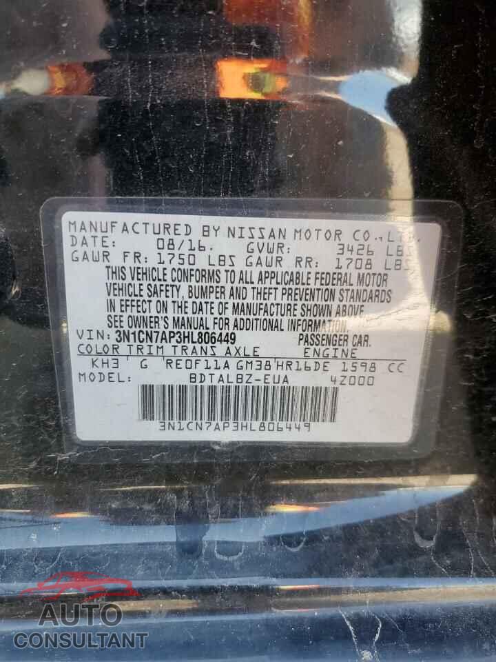 NISSAN VERSA 2017 - 3N1CN7AP3HL806449