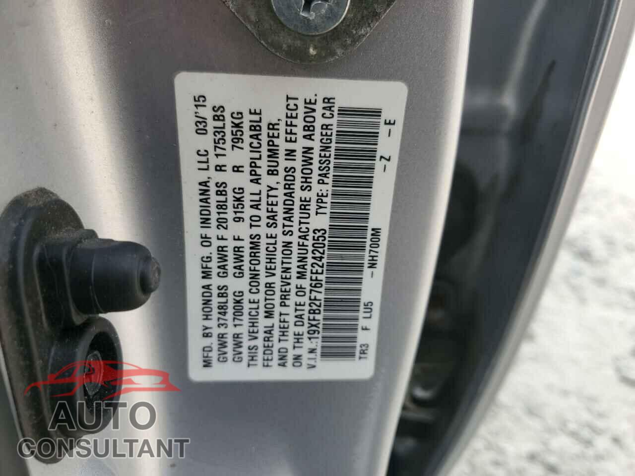 HONDA CIVIC 2015 - 19XFB2F76FE242053