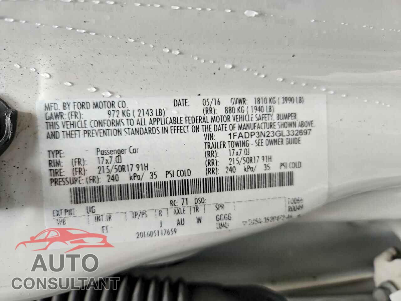 FORD FOCUS 2016 - 1FADP3N23GL332697