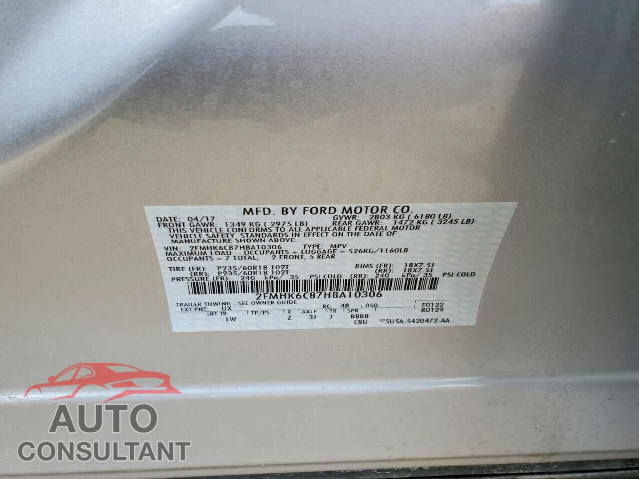 FORD FLEX 2017 - 2FMHK6C87HBA10306