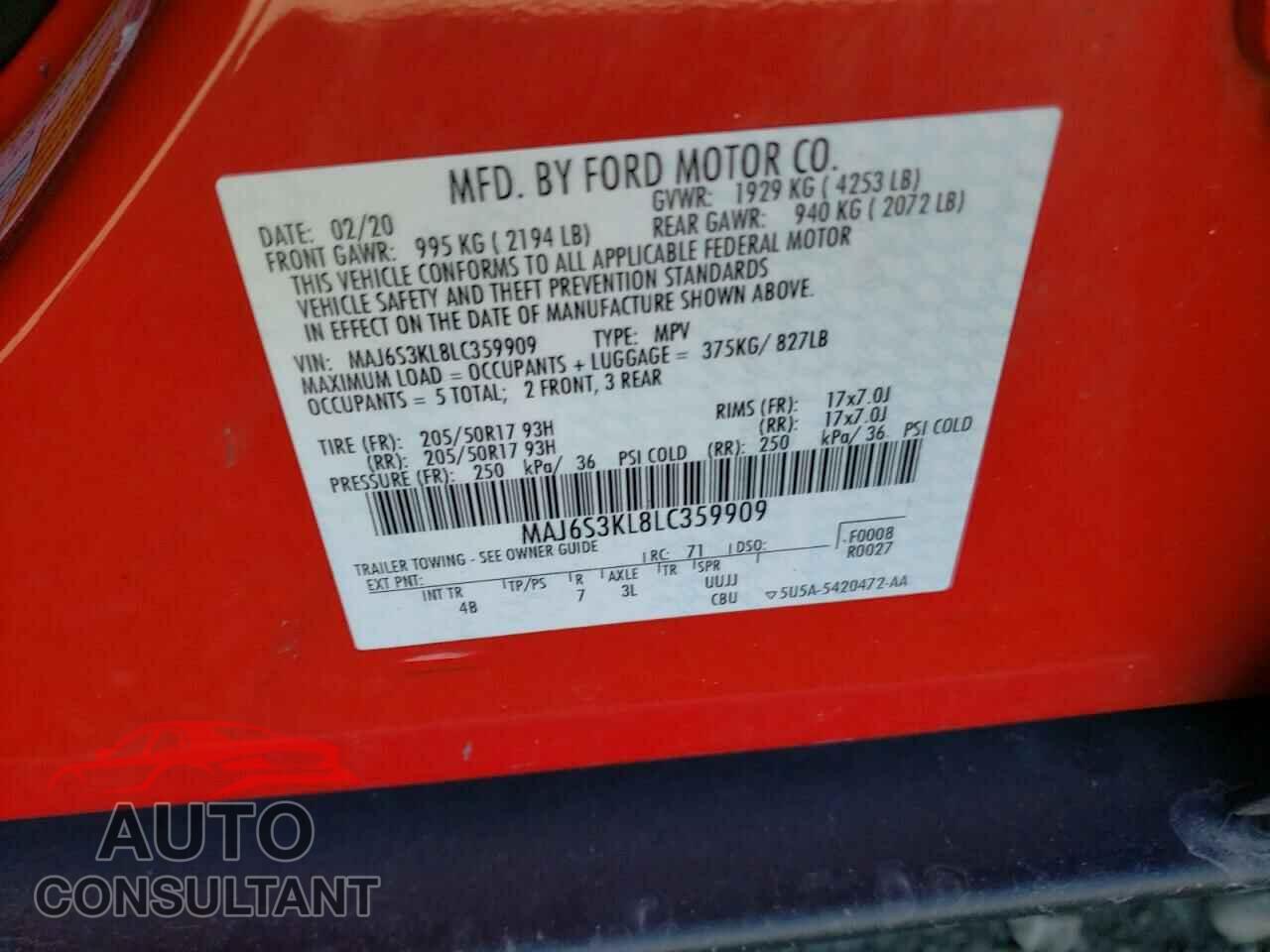 FORD ALL OTHER 2020 - MAJ6S3KL8LC359909
