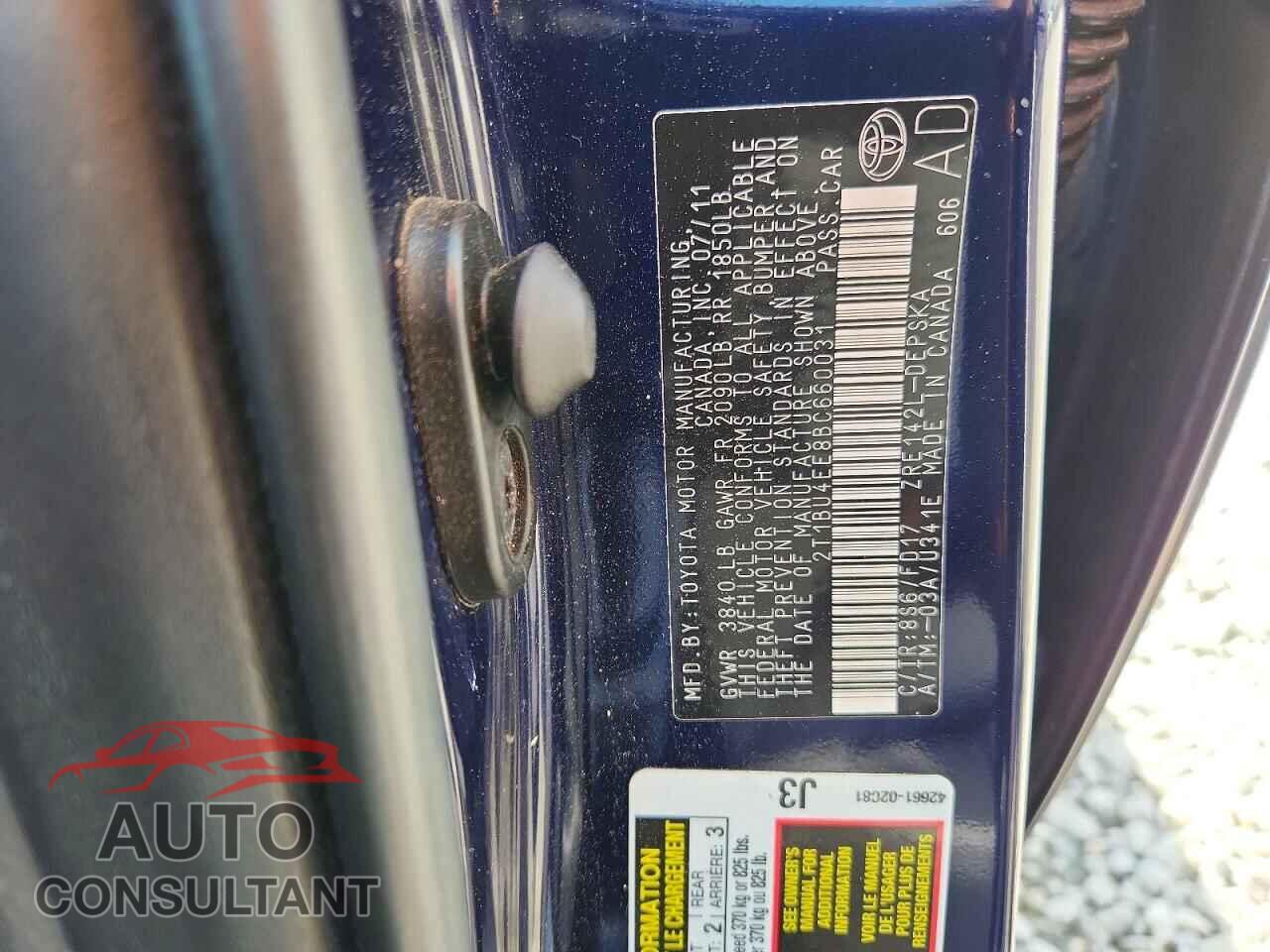 TOYOTA COROLLA 2011 - 2T1BU4EE8BC660031