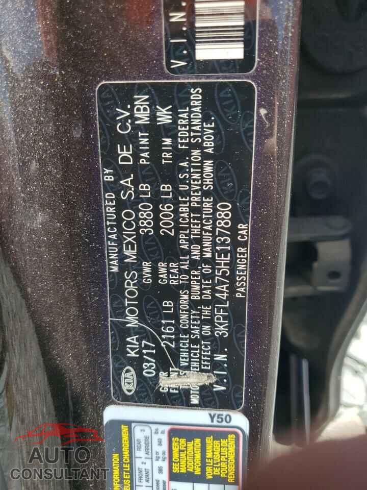 KIA FORTE 2017 - 3KPFL4A75HE137880