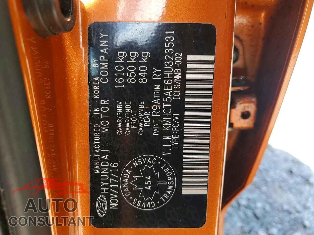 HYUNDAI ACCENT 2017 - KMHCT5AE6HU323531