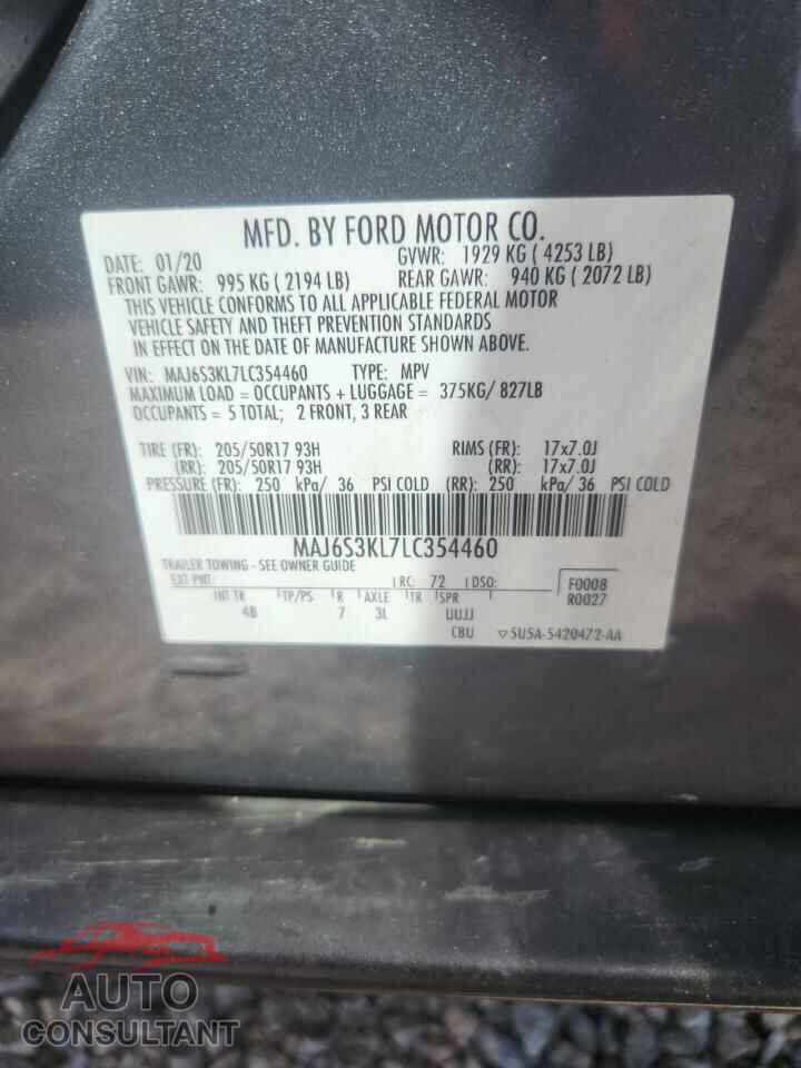 FORD ECOSPORT 2020 - MAJ6S3KL7LC354460