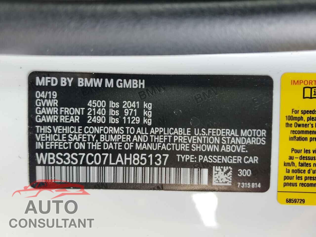BMW M4 2020 - WBS3S7C07LAH85137