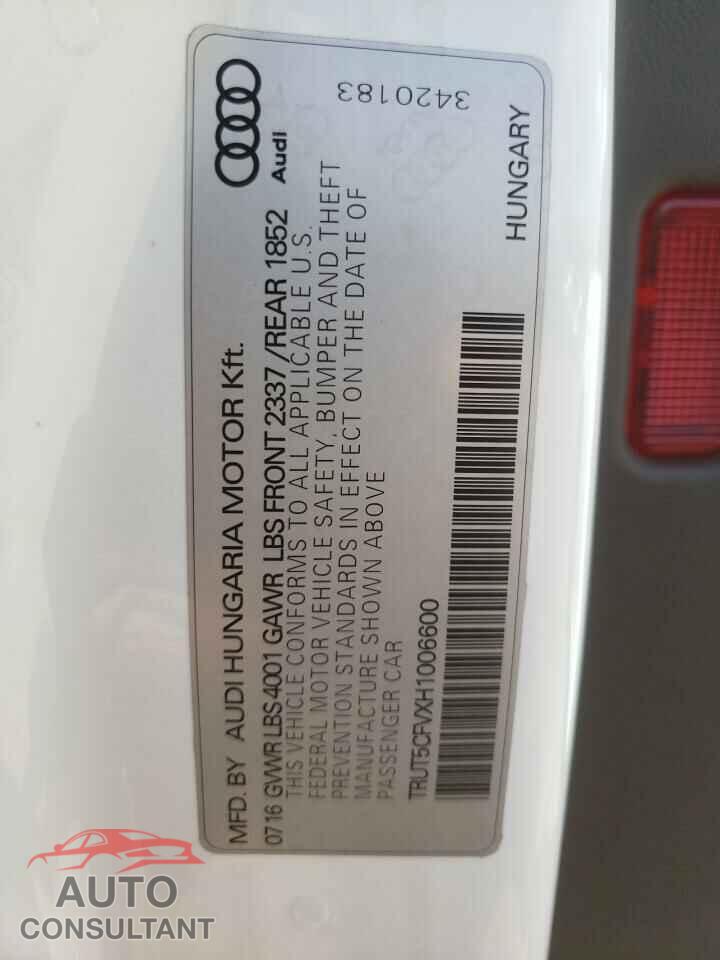 AUDI TT 2017 - TRUT5CFVXH1006600