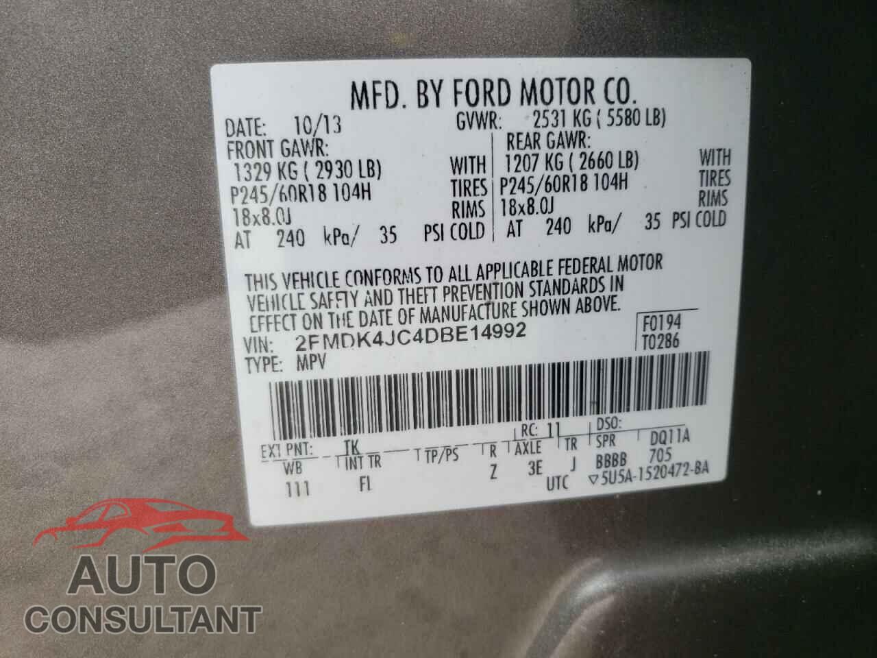 FORD EDGE 2013 - 2FMDK4JC4DBE14992