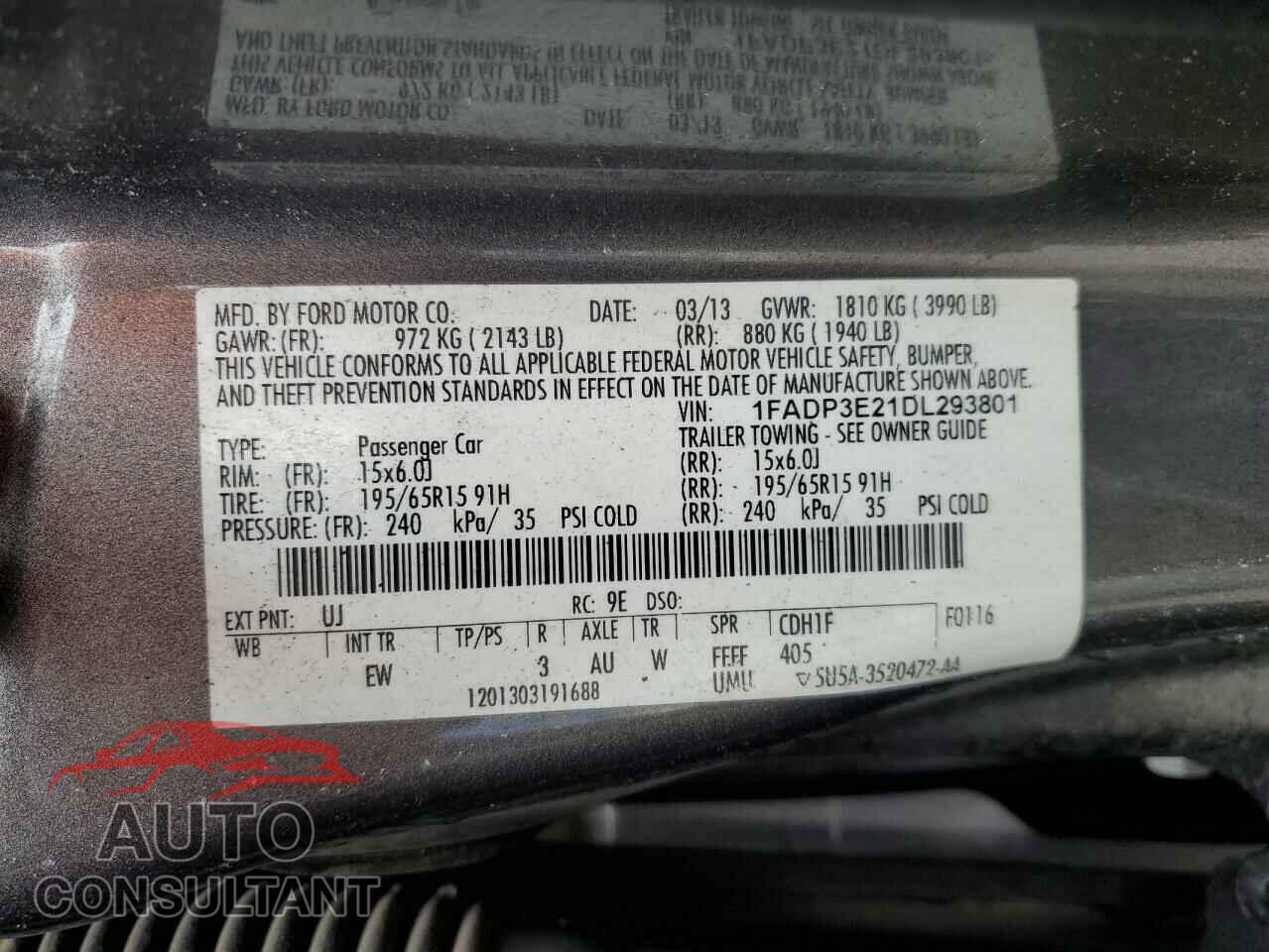 FORD FOCUS 2013 - 1FADP3E21DL293801