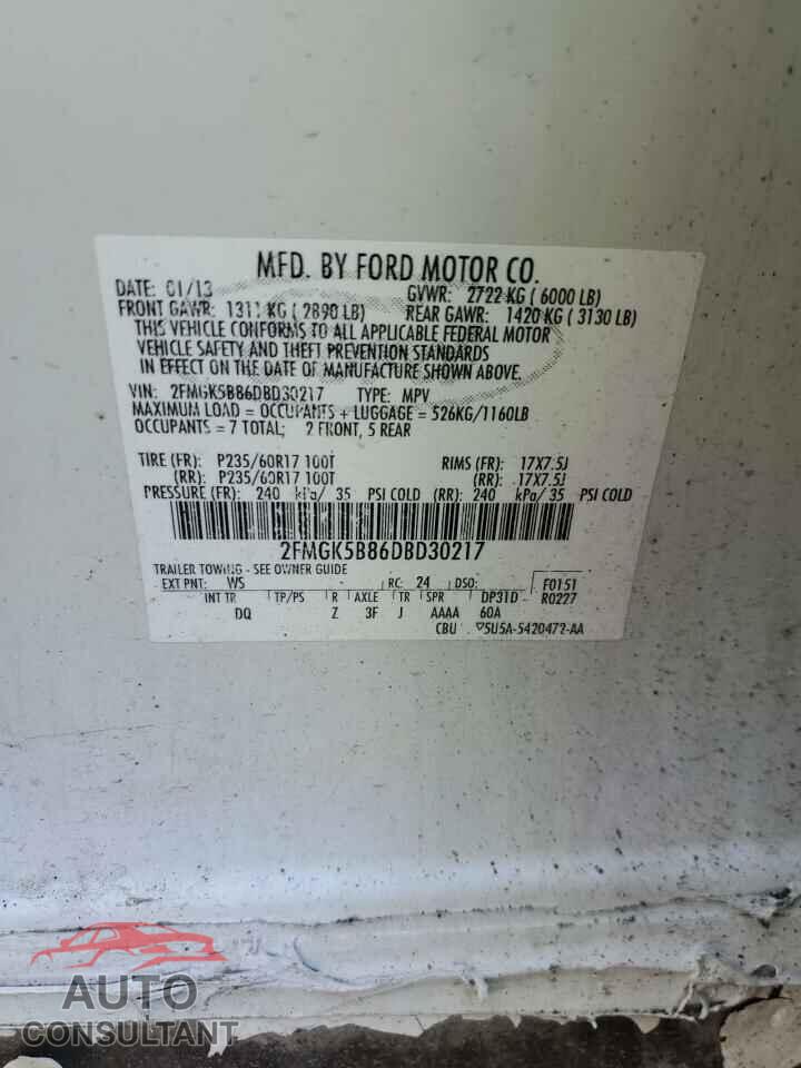 FORD FLEX 2013 - 2FMGK5B86DBD30217